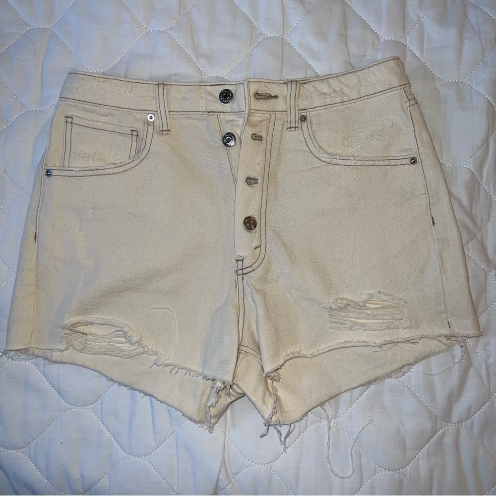 High Waisted Coffee Denim Shorts